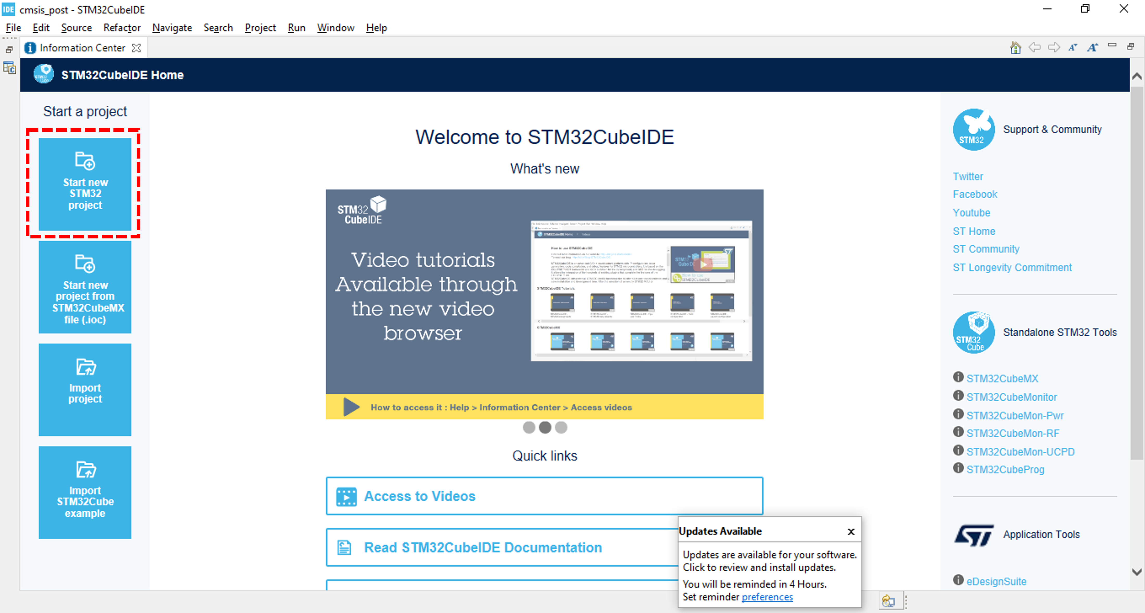 start new stm32 project