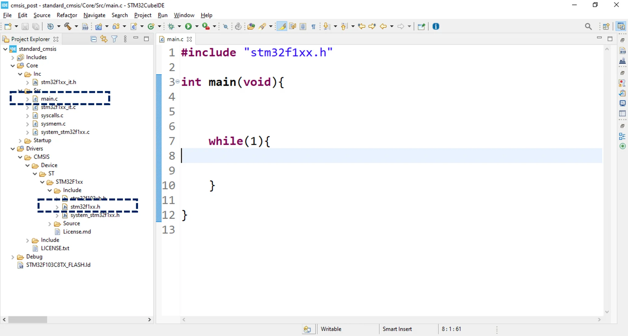 لایه ی نرم افزاری CMSIS در STM32CubeIDE