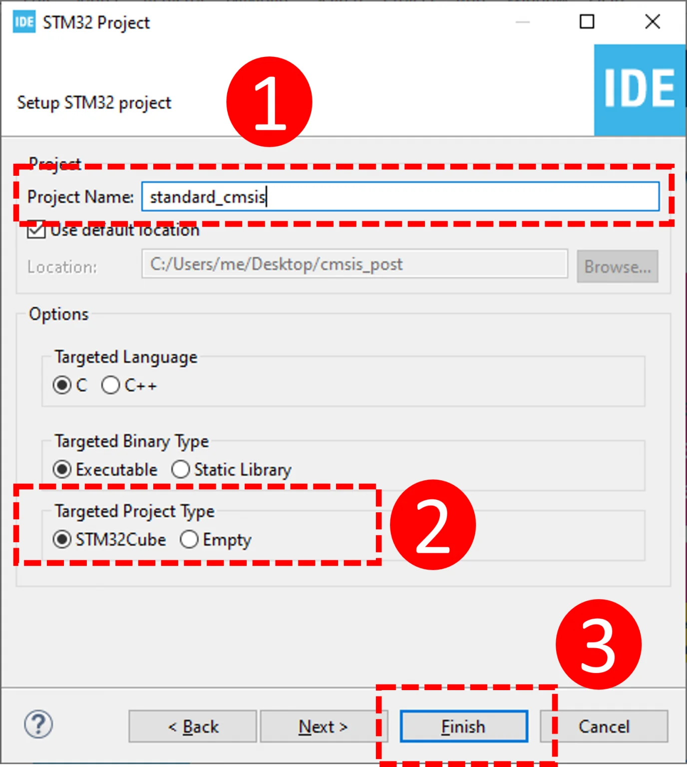 پنجره ی STM32 project در نرم افزار STM32CubeIDE