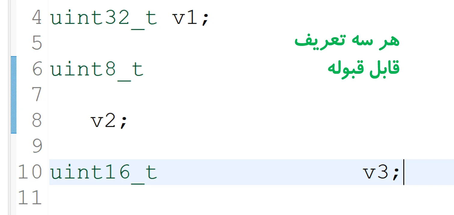 فضای خالی در تعریف متغیر در زبان برنامه نویسی C